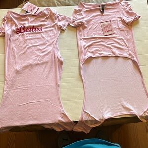 NWT-Jaclyn Intimates-L/XL-pink-lightweight dog outfit, Besties on back. 2 pack.